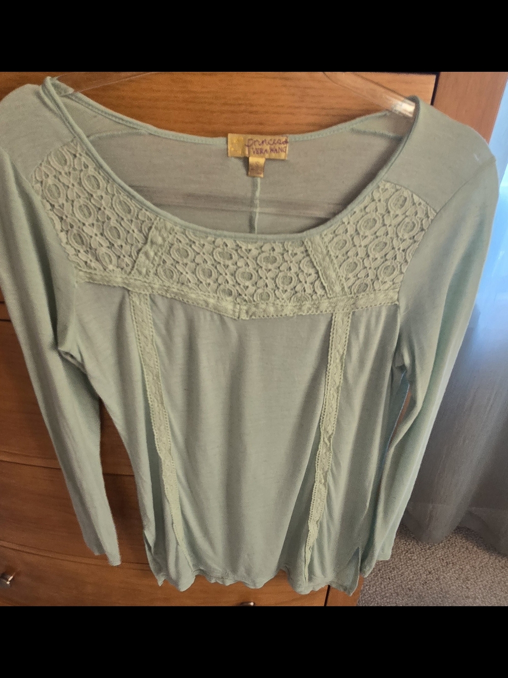 Princess By Vera Wang Sage Lace-Trim Long Sleeve Top, S
